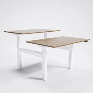 Brizley of Scandinavia Hæve Sænke dubbelskrivebord AdjusTable Bench PRO6, Størrelse 200x80 cm, Bordplade Valnød, Stativ Hvid