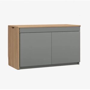 Bisley Skrivebord Hideaway, Farve Dust Grey / Oak, Model Venstre