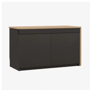 Bisley Skrivebord Hideaway, Farve Graphite Grey / Oak, Model Højre