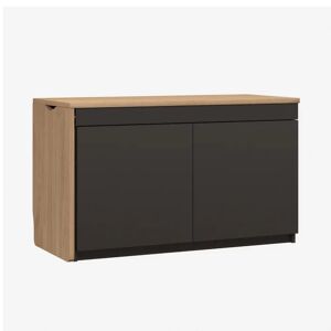 Bisley Skrivebord Hideaway, Farve Graphite Grey / Oak, Model Venstre