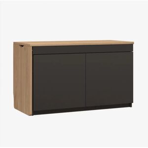 Bisley Skrivebord Hideaway, Farve Graphite Grey / Oak, Model Venstre