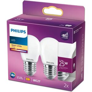 PHILIPS LED Classic Krone, 25W, E27, varm hvid, mat ikke dæmpbar, 2-pak BOX