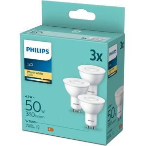 PHILIPS LED 50W Spot, GU10 Varm hvid, Ikke dæmp 3-Discount pakke