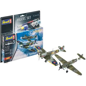 Revell Combat Set Bf109g-10&Spitfire Mk Modelfly - 1:72 - Med Lim Og Maling Byggesæt - Fly Modelbyggesæt