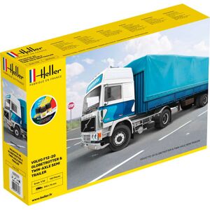 Heller Volvo F12 Globetrotter Med Twin-axle Trailer - Start Kit Lastbiler Og Trailere Modelbyggesæt