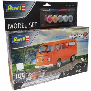 Revell Vw T2 Bus Easy Click - Med Lim Og Maling Byggesæt - Biler / Motorcykler Modelbyggesæt