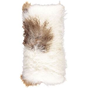 Natures Collection Cushion of Tibetan Sheepskin 28x56 cm - White/Brown Mix