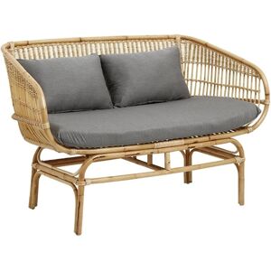 Nordal BALI Sofa i Rattan med Hynder L: 138 cm - Natur / Grå OUTLET