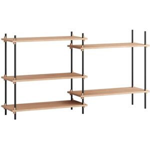 Moebe Shelving System Low/Double 85x162 cm - Oak/Black