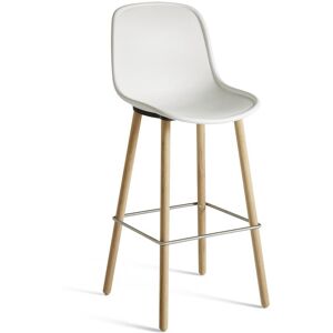 HAY NEU 12 Bar Stool High SH: 75 cm - Solid Lacquered Oak / Cream white / Footrest Stainless Steel