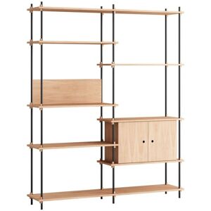 Moebe Shelving System Double w. Cabinet 200x162 cm - Oak/Black