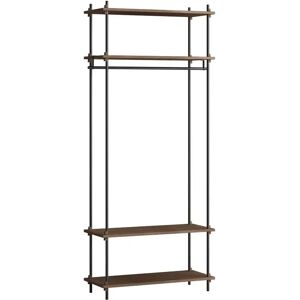 Moebe Shelving System Open Wardrobe 200x85 cm - Smoked Oak/Black