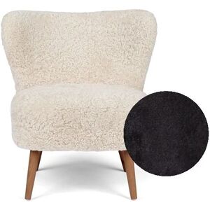 Natures Collection Emily Lounge Chair in New Zealand Sheepskin B: 60 - Black/Walnut