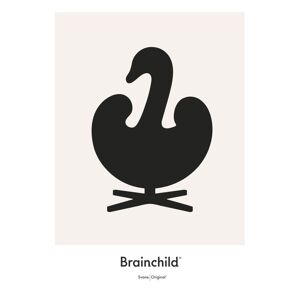 Brainchild Plakat Designikon Svanen Grå 50x70 cm - Grå OUTLET