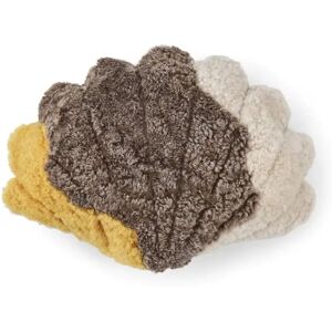 Natures Collection Shell Cushion of New Zealand Sheepskin Short Wool Medium 42x58 cm - Yellow/Taupe/Pearl