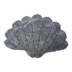 Natures Collection Shell Cushion of New Zealand Sheepskin Short Wool Large 75x74 cm - Light Grey