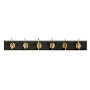 Nordal Edgy Coat Rack w. 6 hooks L: 60 cm - Brass / Matt Black FORUDBESTIL: START JUNI 2024