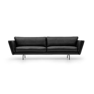 Mogens Hansen MH GRASP XL Sofa L: 243 cm - Sort Baltique Luksuslæder/Runde Ben i Børstet Stål