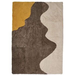 Natures Collection New Zealand Sheepskin River Design Rug 200x300 cm - Yellow/Cappuccino/Pearl