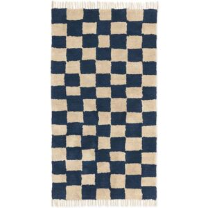 Ferm Living Mara Washable Tæppe 90x150 cm - Deep Blue/Warm Sand