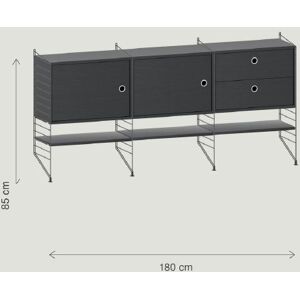 String Furniture Reolsystem 180x30 cm - Sort