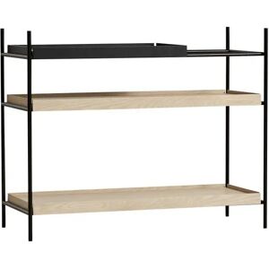 Woud Tray Shelf Low H: 81 cm - Black Painted & White Pigmented Oak