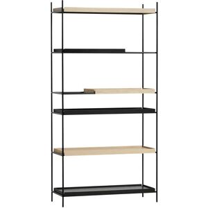 Woud Tray Shelf High H: 201 cm - White Pigmented Oak & Black Painted Oak