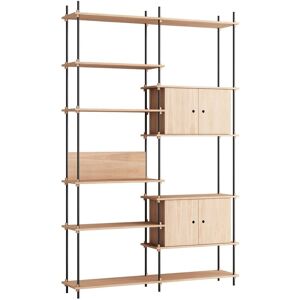 Moebe Shelving System Double w. Cabinets 255x162 cm - Oak/Black