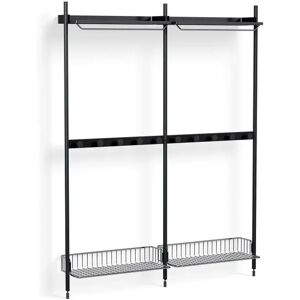 HAY Pier System 1042 2 Columns 162x209 cm - PS Black Steel/Black Anodised Profiles/Chromed Wire Shelf