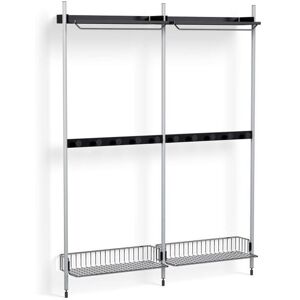 HAY Pier System 1042 2 Columns 162x209 cm - PS Black Steel/Clear Anodised Profiles/Chromed Wire Shelf