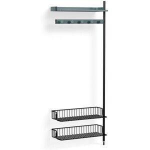 HAY Pier System 1050 Add-On 80x209 cm - PS Blue Steel/Black Anodised Profiles/Anthracite Wire Shelf