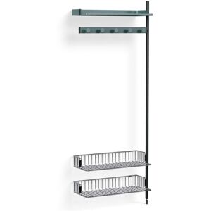 HAY Pier System 1050 Add-On 80x209 cm - PS Blue Steel/Black Anodised Profiles/Chromed Wire Shelf