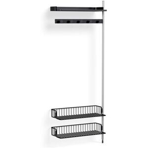 HAY Pier System 1050 Add-On 80x209 cm - PS Black Steel/Clear Anodised Profiles/Anthracite Wire Shelf