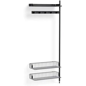 HAY Pier System 1050 Add-On 80x209 cm - PS Black Steel/Black Anodised Profiles/Chromed Wire Shelf