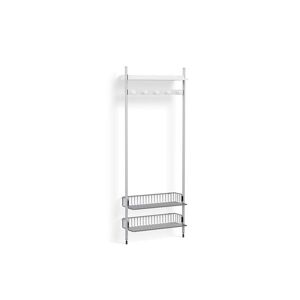 HAY Pier System 1051 1 Column 82x209 cm - PS White Steel/Clear Anodised Profiles/Chromed Wire Shelf