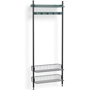 HAY Pier System 1051 1 Column 82x209 cm - PS Blue Steel/Black Anodised Profiles/Chromed Wire Shelf