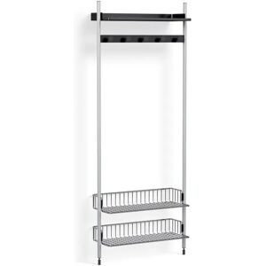 HAY Pier System 1051 1 Column 82x209 cm - PS Black Steel/Clear Anodised Profiles/Chromed Wire Shelf