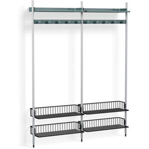 HAY Pier System 1052 2 Columns 162x209 cm - PS Blue Steel/Clear Anodised Profiles/Anthracite Wire Shelf