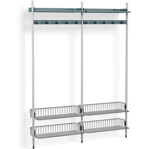 HAY Pier System 1052 2 Columns 162x209 cm - PS Blue Steel/Clear Anodised Profiles/Chromed Wire Shelf