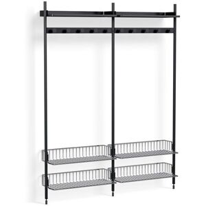 HAY Pier System 1052 2 Columns 162x209 cm - PS Black Steel/Black Anodised Profiles/Chromed Wire Shelf