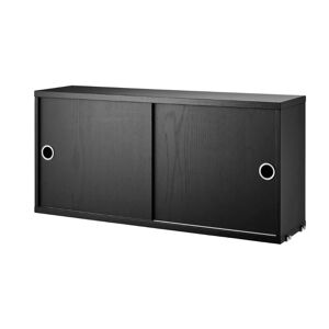 String Furniture Cabinet With Sliding Doors B: 78 cm - Black Stained Ash