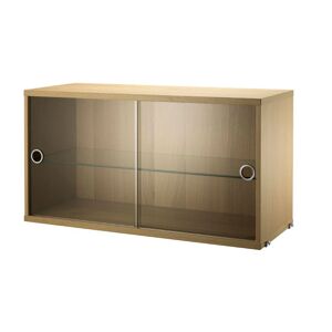String Furniture Display Cabinet With Sliding Glass Doors B: 78 cm - Oak