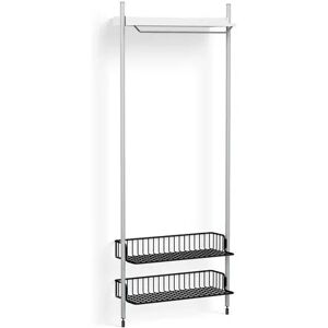 HAY Pier System 1011 1 Column 82x209 cm - PS White Steel/Clear Anodised Profiles/Anthracite Wire Shelf