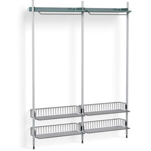 HAY Pier System 1012 2 Columns 162x209 cm - PS Blue Steel/Clear Anodised Profiles/Chromed Wire Shelf