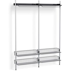 HAY Pier System 1012 2 Columns 162x209 cm - PS Black Steel/Clear Anodised Profiles/Chromed Wire Shelf