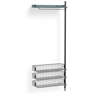 HAY Pier System 1020 Add-On 80x209 cm - PS Blue Steel/Black Anodised Profiles/Chromed Wire Shelf