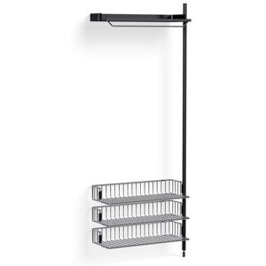 HAY Pier System 1020 Add-On 80x209 cm - PS Black Steel/Black Anodised Profiles/Chromed Wire Shelf