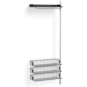 HAY Pier System 1020 Add-On 80x209 cm - PS Black Steel/Clear Anodised Profiles/Chromed Wire Shelf