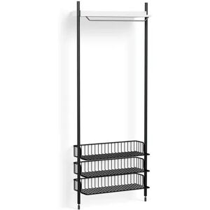 HAY Pier System 1021 1 Column 82x209 cm - PS White Steel/Black Anodised Profiles/Anthracite Wire Shelf