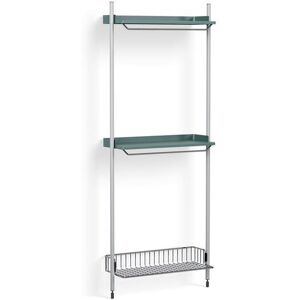 HAY Pier System 1031 1 Column 82x209 cm - PS Blue Steel/Clear Anodised Profiles/Chromed Wire Shelf